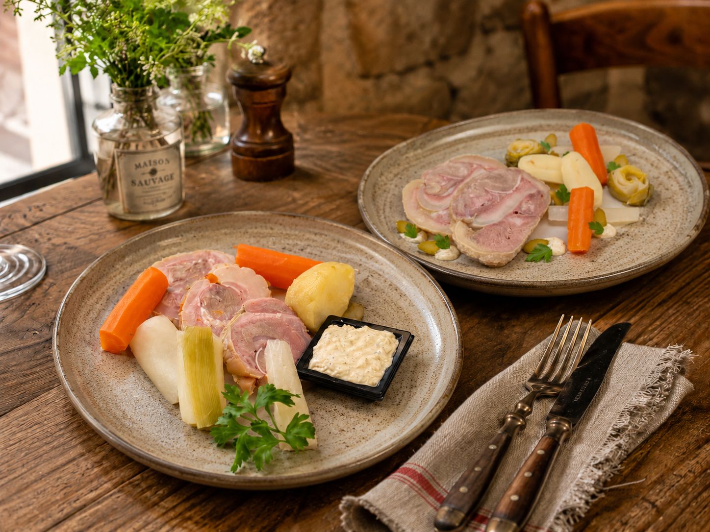 Tête de veau sauce gribiche et petits légumes